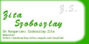 zita szoboszlay business card